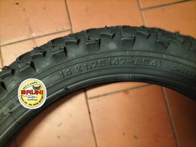 47-254 1 CAMERA D'ARIA GOMMA NERO PER BICI BICICLETTA 14 x 1.75 COPERTONE 